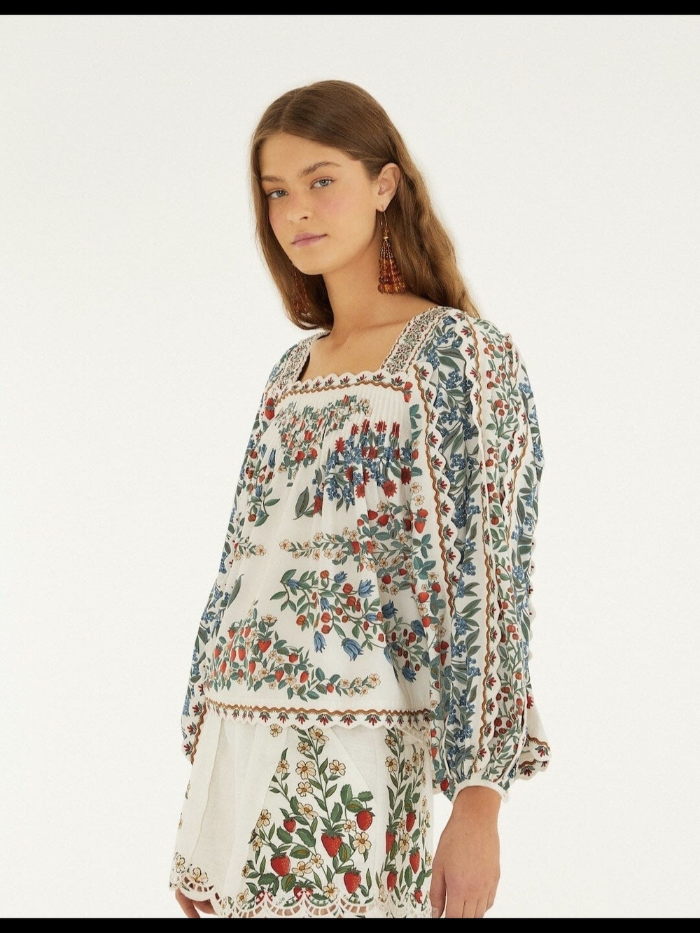 Off-white fruit beauty scarf long sleeve blouse